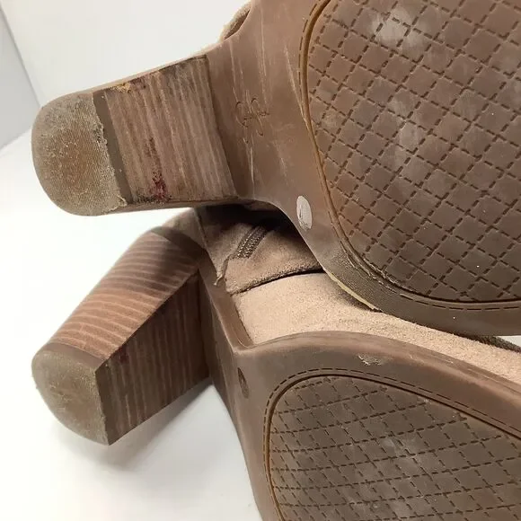 Jessica Simpson Cassley Womens 7.5 Beige Suede Ankle Boots Booties Side Zip Heel - Picture 14 of 16